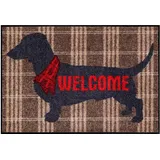 Salonloewe Fußmatte waschbar Welcome Home Dog 50x75 cm Eingangs-Matte Hunde Schmutzfangmatte