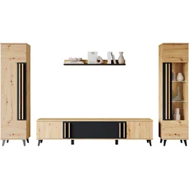 INOSIGN Wohnwand »Helsinki, Modernes Set mit verglaster Vitrine« Komplett-Set, 4 Stk. tlg., schwarz