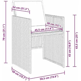 vidaXL Garten Essgruppe 9-tlg. Beige