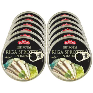 Dovgan Riga Sprotten in Rapsöl 160 g, 12er Pack