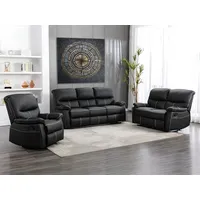 Vente-unique Couchgarnitur Relax 3+2+1 - Kunstleder - Schwarz - CANBY