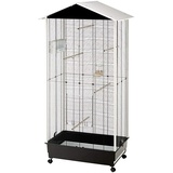 Ferplast Vogelvoliere Vogelkäfig Wellensittiche, Außengebrauch, inkl Räder und Vogelzubehör, 77 x 57 x h 162 cm