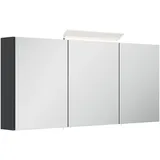 Lomadox Spiegelschrank BATLEY-02 140cm breit, grau, 3D-Funktion, LED-Leuchte, Kombibox grau 140 cm x 62 cm x 17 cm