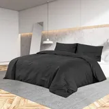 vidaXL Bettwäsche-Set Schwarz 200x220 cm Baumwolle