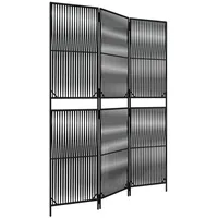 VidaXL Paravent 3-tlg. Schwarz Poly Rattan