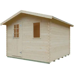 Gartenhaus KIEHN-HOLZ "Mellenberg 3", beige (naturbelassen), Fußboden im Gartenhaus, Dachschindeln, Holz, Gartenhäuser