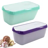 2er-Set Eisbehälter, Eisbehälter für Speiseeis 1.5L Eiscreme-Behälter Eiscreme-Aufbewahrungsbehälter mit Deckel Kunststoffwannen für Eis Gefrierdosen, Eis-Container BPA-frei in Lebensmittelqualität