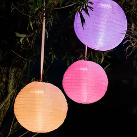 Hellum LED Lampion 5x30cm Nylon 15 Farboptionen inkl. Fernbedienung Weiß