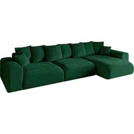 altdecor Ecksofa Cord mit Schlaffunktion 2-Sitzer Grün