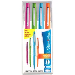 Paper Mate Flair Original, Medium, 4 Farben, Blau, Grün, Orange, Pink, Rundspitze, 1 mm, Blau, Grün, Orange, Pink