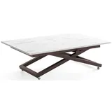 COUCHTISCH Axen höhenverstellbar ausziehbar, Marmor Weiß 120-160/80/38-75 cm