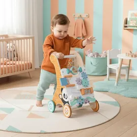 Labebe Lauflernwagen aus Holz für Babys ab 1 Jahr Laufwagen Holz-Walker Holzwagen Gehhilfe für Kleinkinder - Bunt