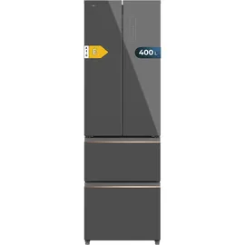 Cecotec Kühlschrank mit Gefrierfach - Grey Glass E. Kühlschrank mit 4 Türen, NoFrost-System, Multi Airflow-Verteilung und Temperaturwarnungen