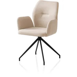 Armlehnstuhl drehbar Esszimmerstuhl Polsterstuhl Wohnzimmer Küche Stuhl beige