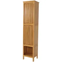 MCW Teak-Hochschrank MCW-M70, Badschrank, 2 Türen 5 Fächer, hochwertiges B-Grade-Teak (Kernholz, 20-30 Jahre) 181x41x35cm