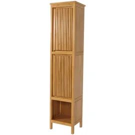 MCW Teak-Hochschrank MCW-M70, Badschrank, 2 Türen 5 Fächer, hochwertiges B-Grade-Teak (Kernholz, 20-30 Jahre) 181x41x35cm