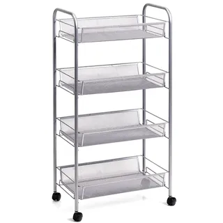 Zeller Rollwagen Mesh 4-lagig 83,5 cm x 26 cm x 42,5 cm Silber