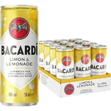 BACARDÍ Limón & Lemonade, 10% Vol., 12 x 25 cl/250 ml, Ready-To-Drink Cocktail in der Dose, trinkfertig mit BACARDÍ Limon Rum, Zitrone, Limette, Grapefruit und Limonade