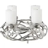 Edzard Adventskranz Bernd, Durchmesser 29 cm, Aluminium vernickelt, silberfarben, für Kerzen Ø 6 cm,