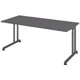 HAMMERBACHER ZS19 höhenverstellbarer Schreibtisch grafit rechteckig, C-Fuß-Gestell grau 180,0 x 80,0 cm