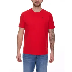 U.S. POLO ASSN. Herren Basic T-Shirt mit Marken-Stickerei Baumwoll-Shirt US40 154 035 002387 153 Rot - S