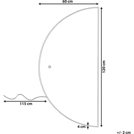 Beliani Badspiegel mit LED-Beleuchtung halbrund 60 x 120 cm cm Silber