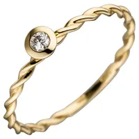 Schmuck Krone Solitärring Solitär Ring mit Brillant, 585 Gelbgold, "gedreht", Gold 585 goldfarben Innenumfang 52mm ~ Ø16.6mm