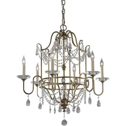 Kronleuchter Hängelampe Deckenleuchte Kristalle Glas Gold-Silber D 66,7cm Luster
