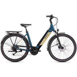 Ghost E-Bike GHOST "E-Teru B Essential Low EQ" E-Bikes Gr. 50 cm, 27,5 Zoll (69,85 cm), blau (beige, blau) E-Bikes Pedelec, Elektrofahrrad für Damen u. Herren, Cityrad