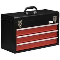 DURHAND Werkzeugkiste mit 3 Schubladen schwarz, rot (Farbe: Schwarz Rot)