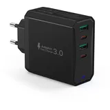 USB C Ladegerät, 50W Schnellladegerät 4 Port USBC Netzteil Mehrfach mit PD 25W und QC 18W, Handy Adapter Ladeadapter Ladestecker Stecker für iPhone 15 Pro Max 14 Plus 13 12 11 SE XR XS 8, Samsung