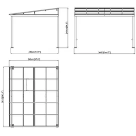 Sojag Aluminium Terrassenüberdachung St. Barth 363 x 248 x 240 cm anthrazit