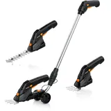 Brandson - Grasschere mit Akku inkl. Teleskopstange/Stiel - elektrische Rasenschere Strauchschere kabellos 2000mAh Akku - 1 x Grasmesser und 1 x Strauchmesser - Rasenkantenschneider - Rasentrimmer 7
