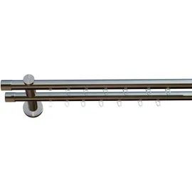 INDEKO Gardinenstange INDEKO "Consul", silber (edelstahlfarben), L:130cm Ø:20mm, Aluminium, Gardinenstangen, Innenlauf Komplett-Set inkl. Gleitern und Montagematerial
