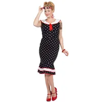 Karneval-Klamotten Kostüm 50er Jahre Damen Rockabilly Rock n Roll Kleid, Rock 'n Roll Frauenkostüm im Stil der 50er Karneval Fasching rot|schwarz 40