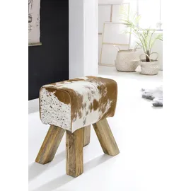 Wohnling Hocker WL5.109 Leder 30 x 47 x 30 cm Braun/Weiß