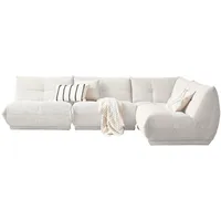 Livetastic Ecksofa, Weiß, Textil, 7-Sitzer, Ottomane rechts, L-Form, einzeln stellbar, 315x210 cm, Made in EU, Rücken echt, individuell planbar, Wohnzimmer, Sofas & Couches, Wohnlandschaften, Ecksofas