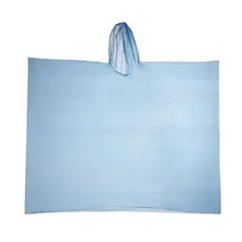 Relaxdays Regenponcho Einweg, 10er Set, Einmal Regencape mit Kapuze, für Erwachsene, Notfallponcho Damen & Herren, blau