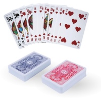 Bestlivings Spielkarten Kartenspiel 2 x 55 Blatt - Profiqualität für Rommé, Bridge,Canasta Poker oder Skat u.v.m. - Französisches Bild (1x Rot - 1x Blau)