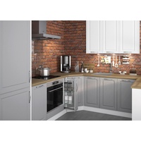 L-Form Küchenzeile ELBING Einbauküche weiß Front weiß - grey stone matt 61310166