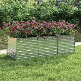 vidaXL Garten-Hochbeet verzinkter Stahl rechteckig 240 x 80 x 77 cm Silber 