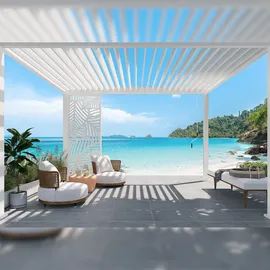 Weide Dekorative Wand für Weide Pergola 1,13m Blattdesign weiß