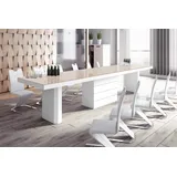 Design Esstisch Tisch HE-444 Cappuccino/Weiß Hochglanz XXL ausziehbar 160 bis 412 cm
