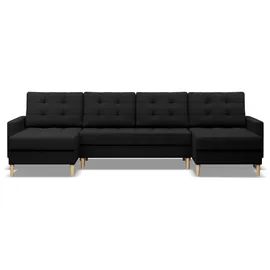 mebligo Ecksofa U-Form Schwarz 3-Sitzer