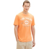 TOM TAILOR Herren T-Shirt mit Logo-Print aus Baumwolle, fruity melon orange, S