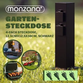 monzana Gartensteckdose 4-fach Schwarz 1 St.
