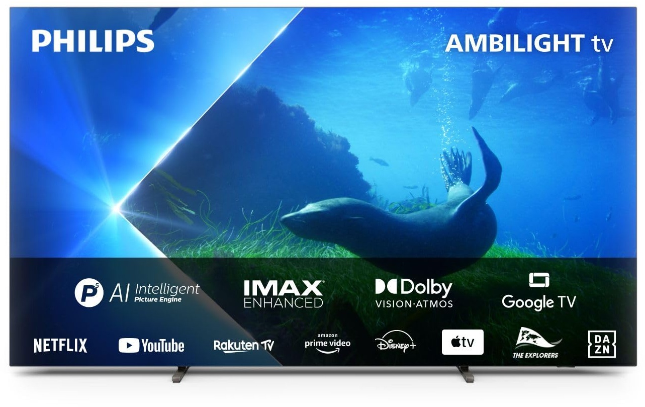 Philips Ambilight TV | 77OLED808/12 | 194 cm (77 Zoll) 4K UHD OLED Fernseher | 120 Hz | HDR | Dolby Vision | Google TV | VRR | WiFi | Bluetooth | DTS:X | Sprachsteuerung