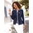 Casual Looks Shirtjacke CASUAL LOOKS "Shirtjacke", Damen, Gr. 50, marine, ecru, 50% Baumwolle, 50% Polyester, unifarben, Rundhals, Shirts Shirtjacke