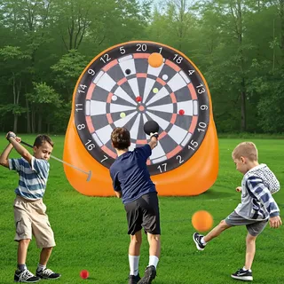 Vevor aufblasbares Fußball-Dartboard, über 1,30 m hohes riesiges Fußball-Dartboard mit 4 Kickbällen & 12 Tennisbällen & Luftpumpe,ideal für riesige Gartenspiele, riesiges Kick-Darts-Spiel