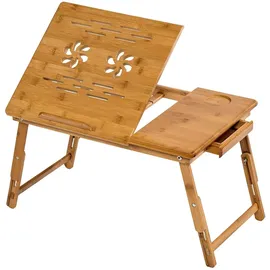 Tectake Laptoptisch aus Holz, höhenverstellbar, 55x35x26cm 55 x 35 x 26 cm braun | Gr.: onesize